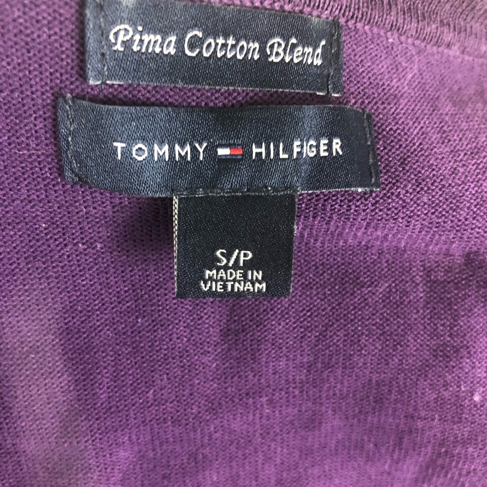 S/P Tommy Hilfiger Eggplant Purple Pima Cotton Cardigan - Picture 6 of 6